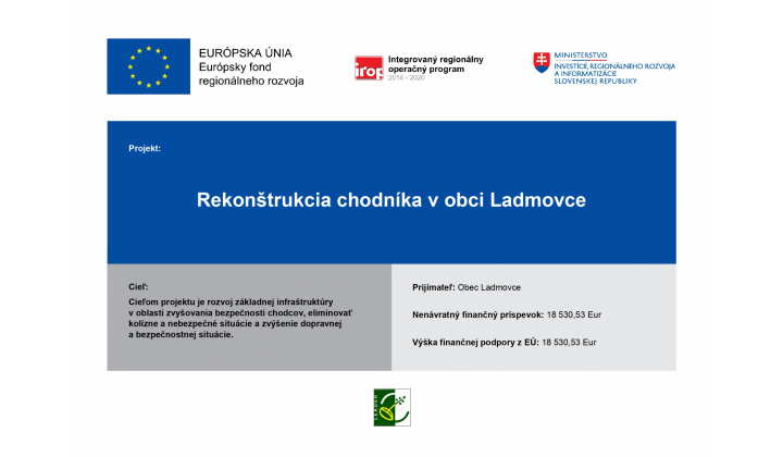 Rekonštrukcia chodníka v obci Ladmovce